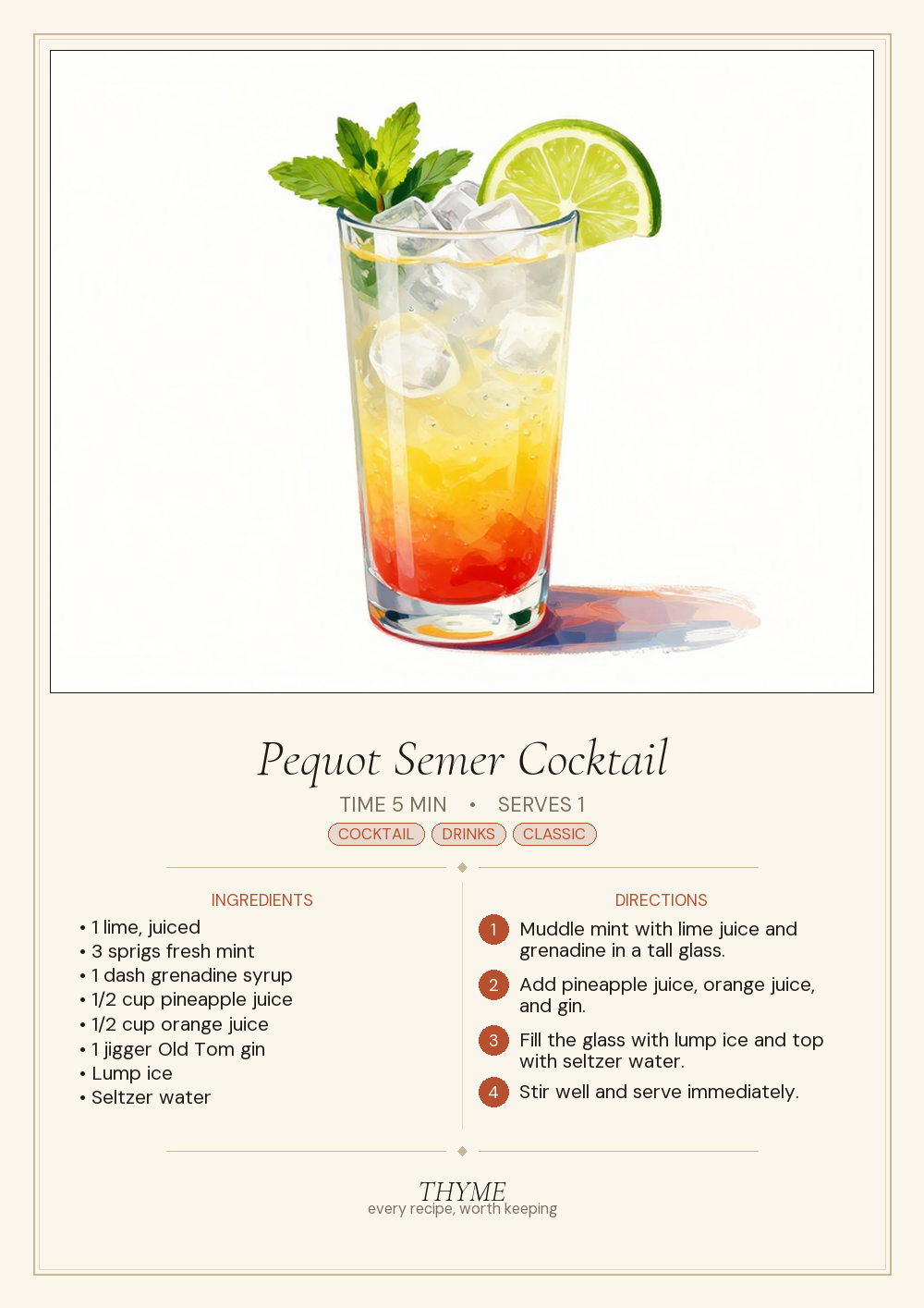 Pequot Semer Cocktail