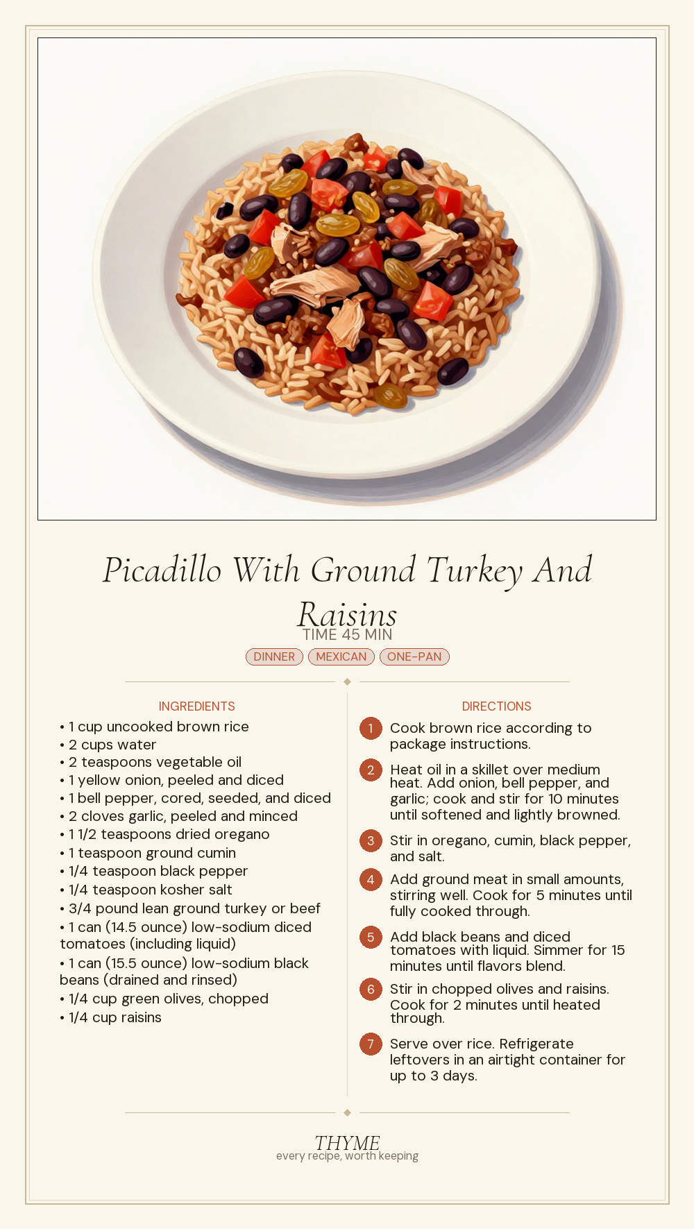 Picadillo With Ground Turkey And Raisins