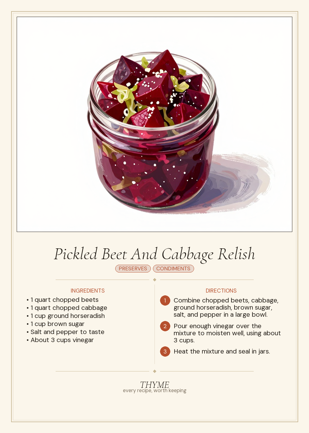 Pickled Beet And Cabbage Relish