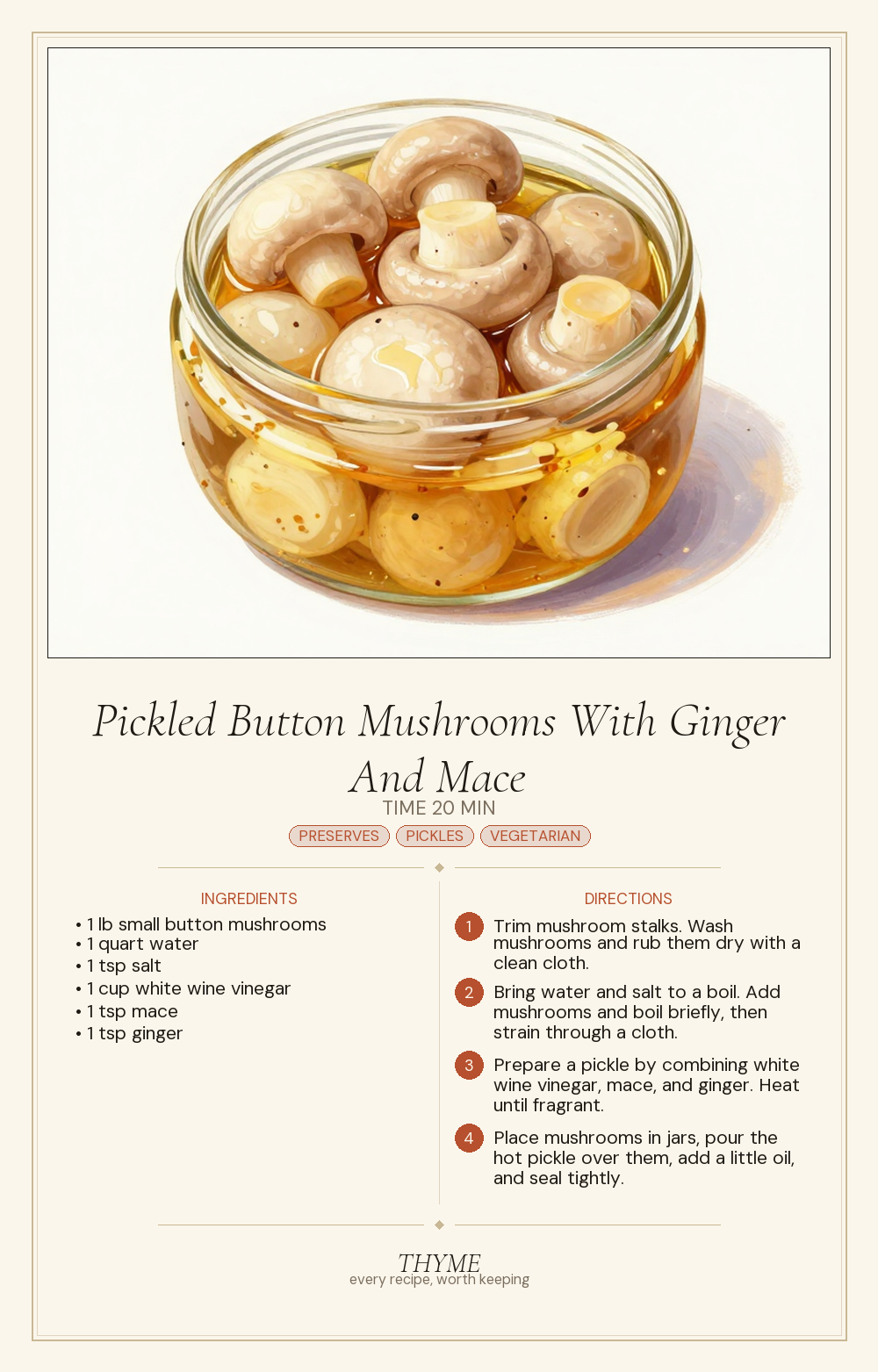 Pickled Button Mushrooms With Ginger And Mace
