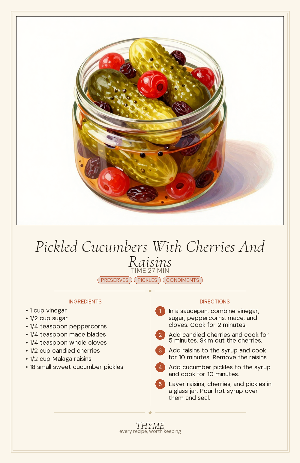 Pickled Cucumbers With Cherries And Raisins