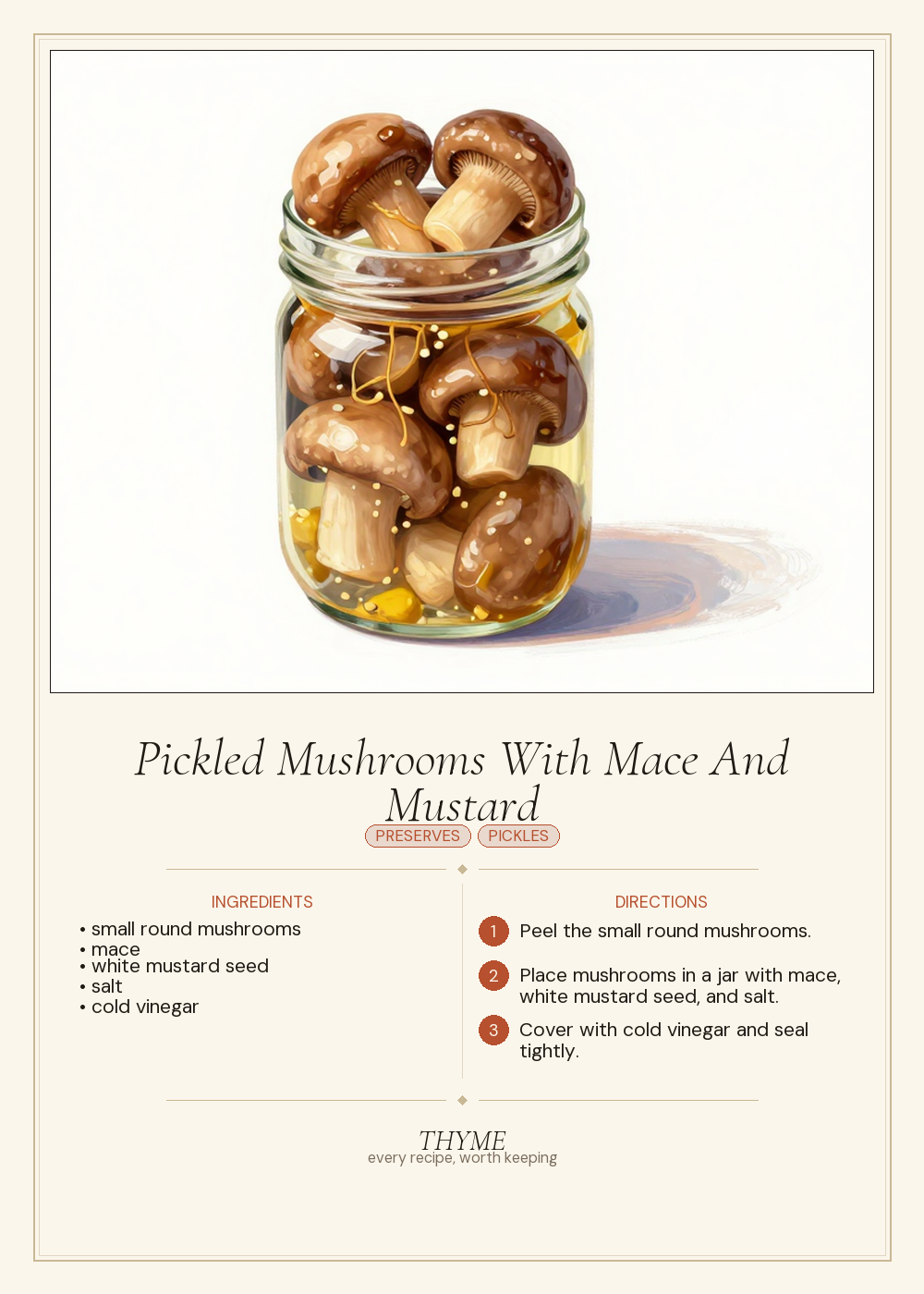 Pickled Mushrooms With Mace And Mustard