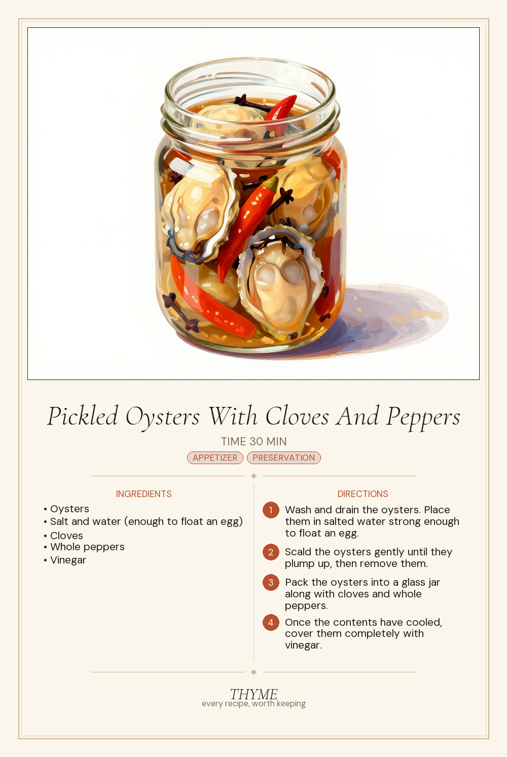 Pickled Oysters With Cloves And Peppers