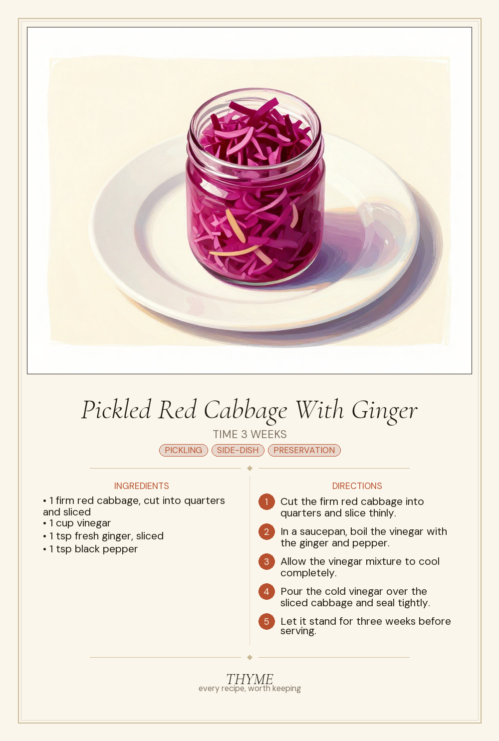 Pickled Red Cabbage With Ginger