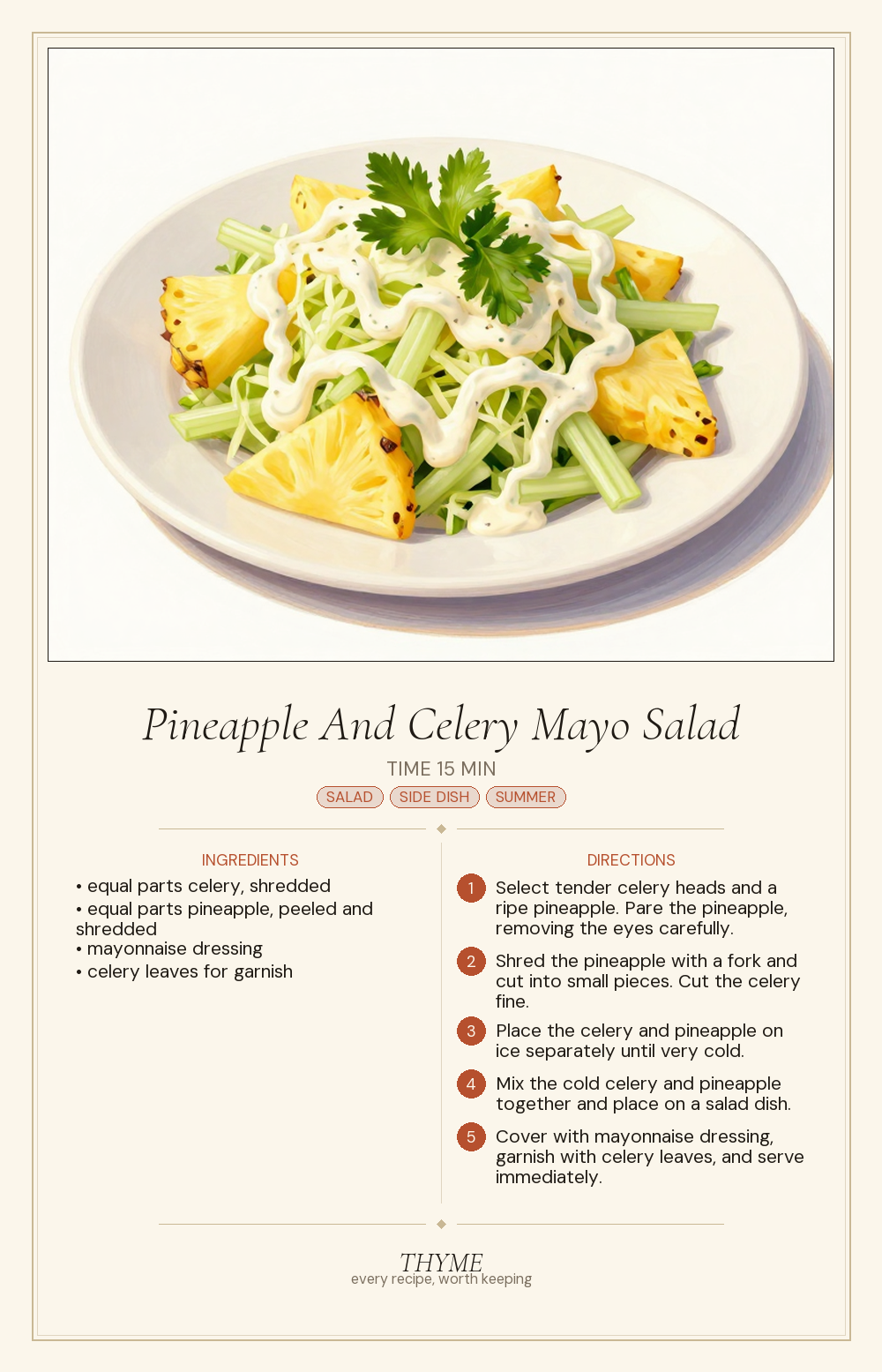 Pineapple And Celery Mayo Salad