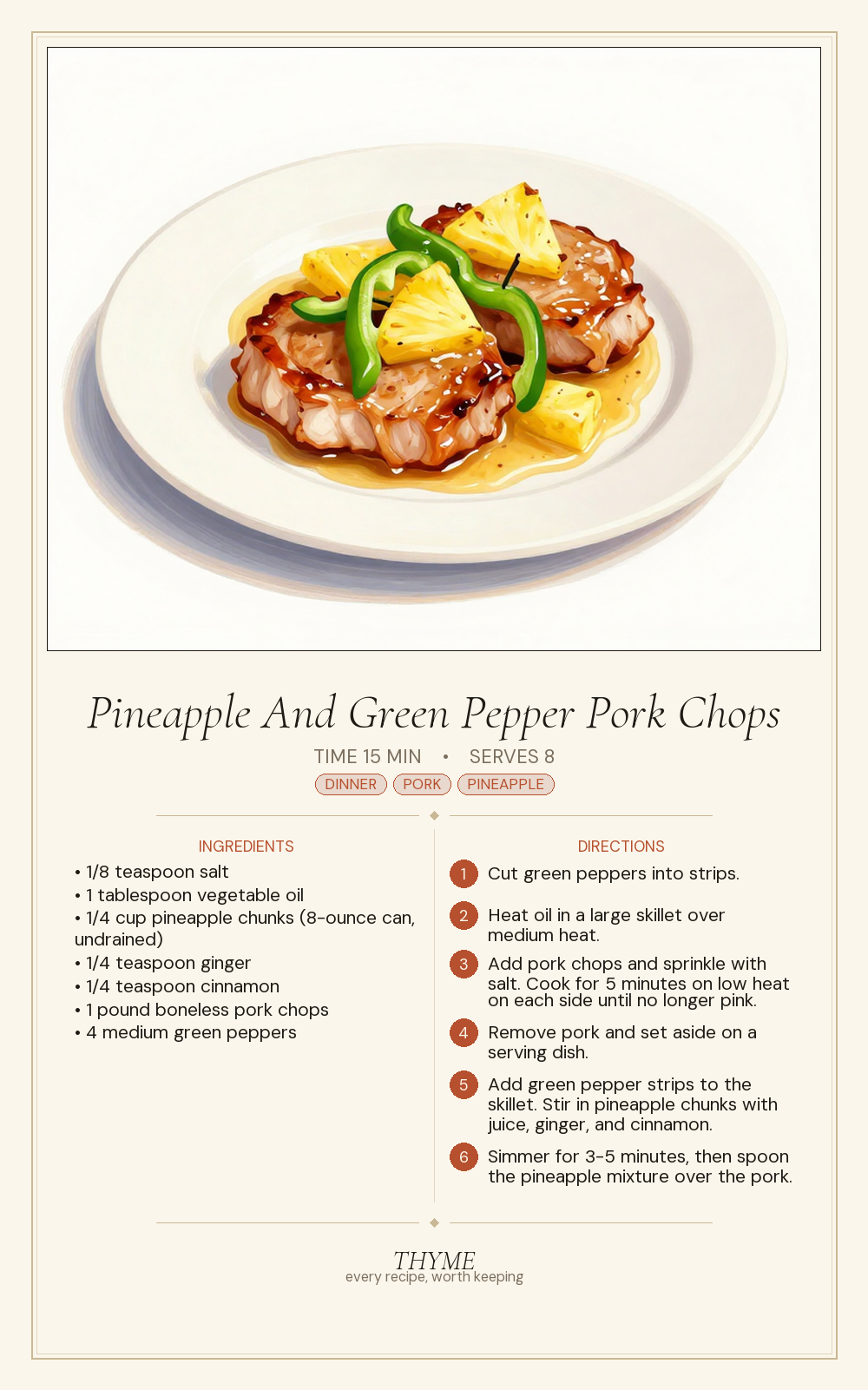 Pineapple And Green Pepper Pork Chops