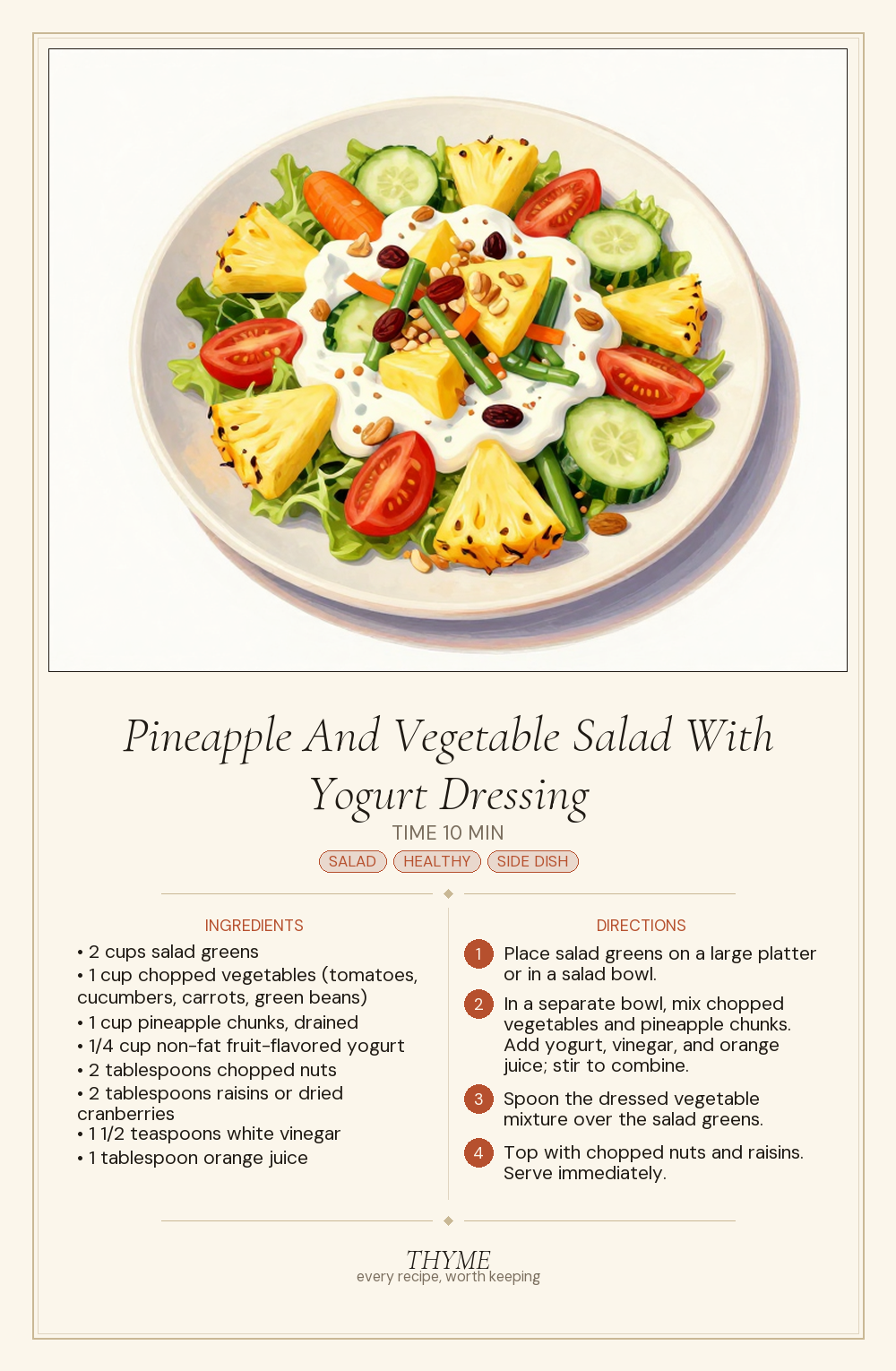 Pineapple And Vegetable Salad With Yogurt Dressing