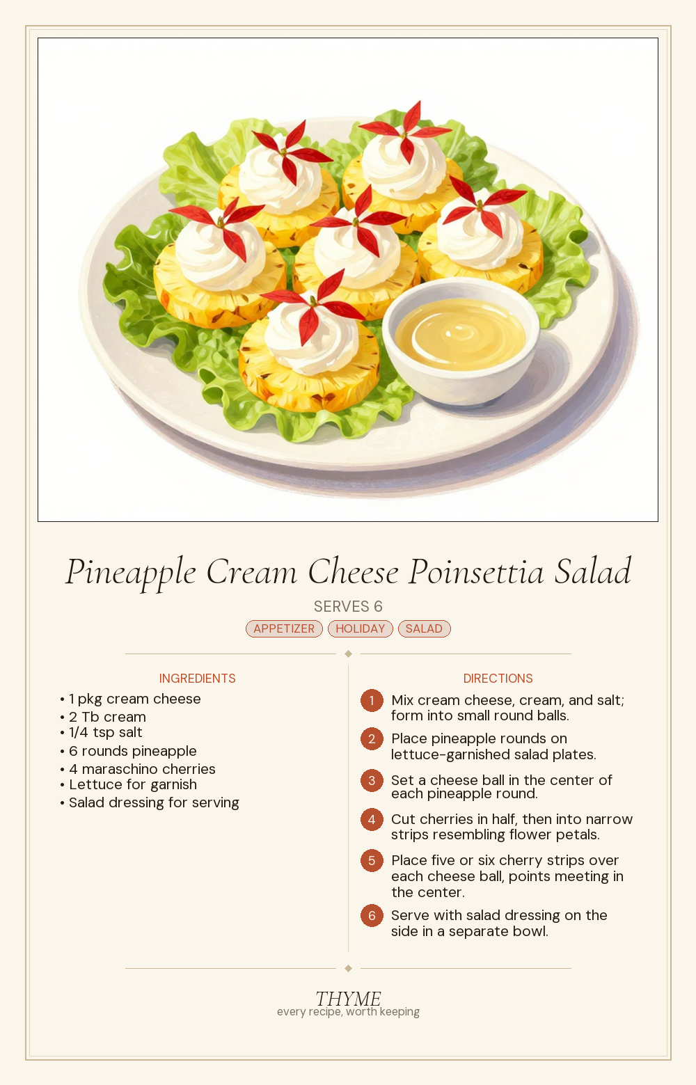 Pineapple Cream Cheese Poinsettia Salad