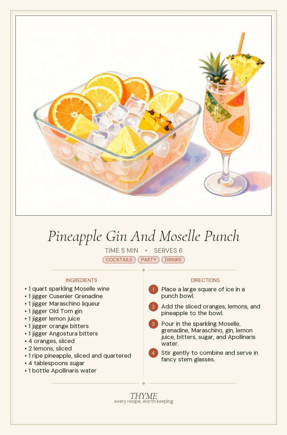 Pineapple Gin And Moselle Punch
