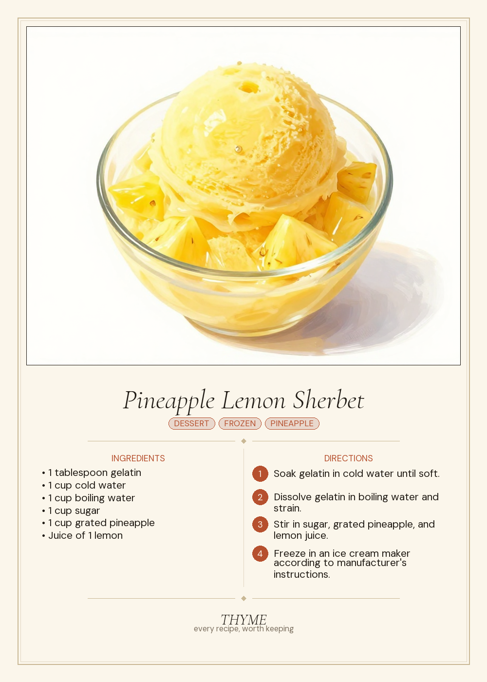 Pineapple Lemon Sherbet