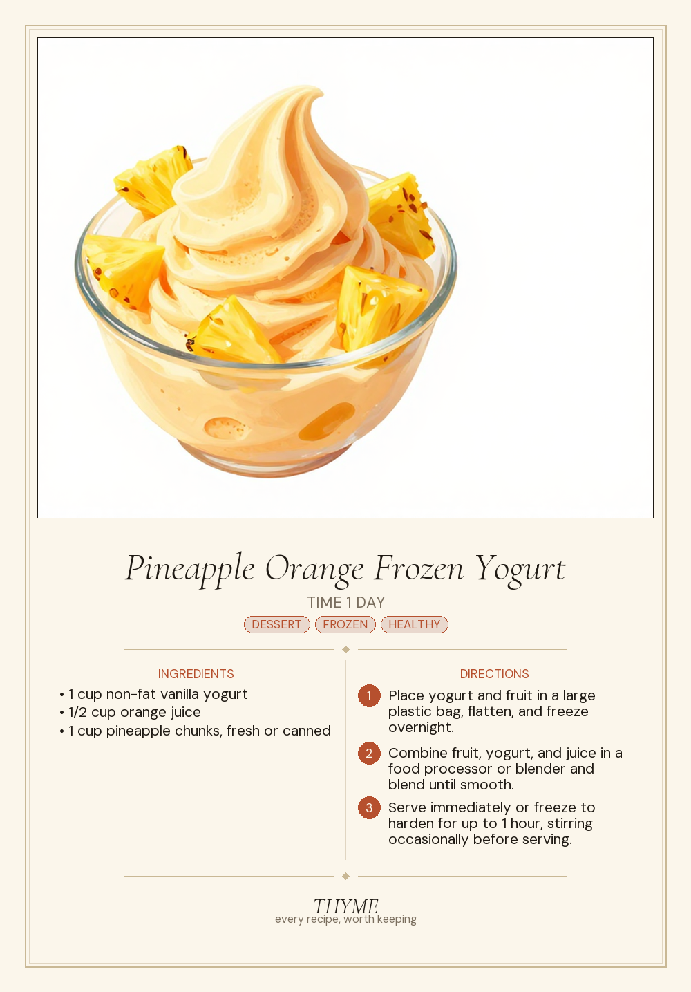 Pineapple Orange Frozen Yogurt