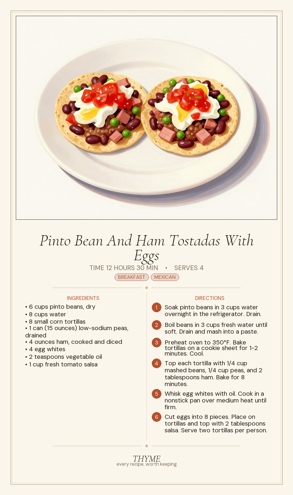Pinto Bean And Ham Tostadas With Eggs