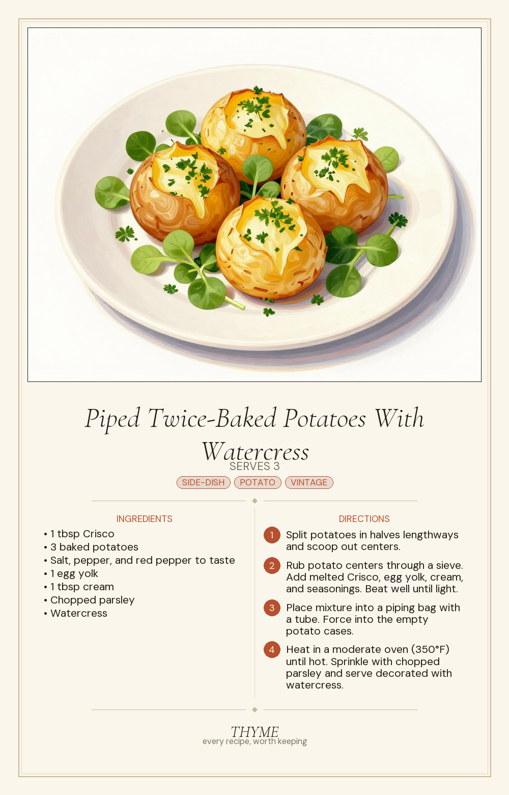 Piped Twice-Baked Potatoes With Watercress
