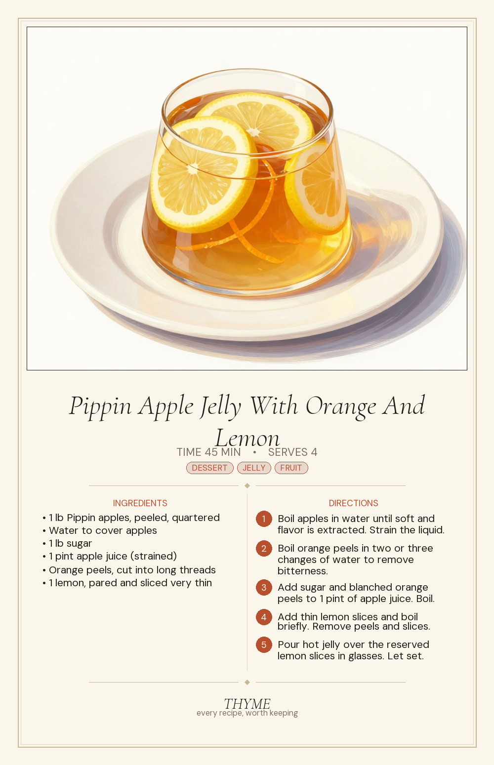 Pippin Apple Jelly With Orange And Lemon