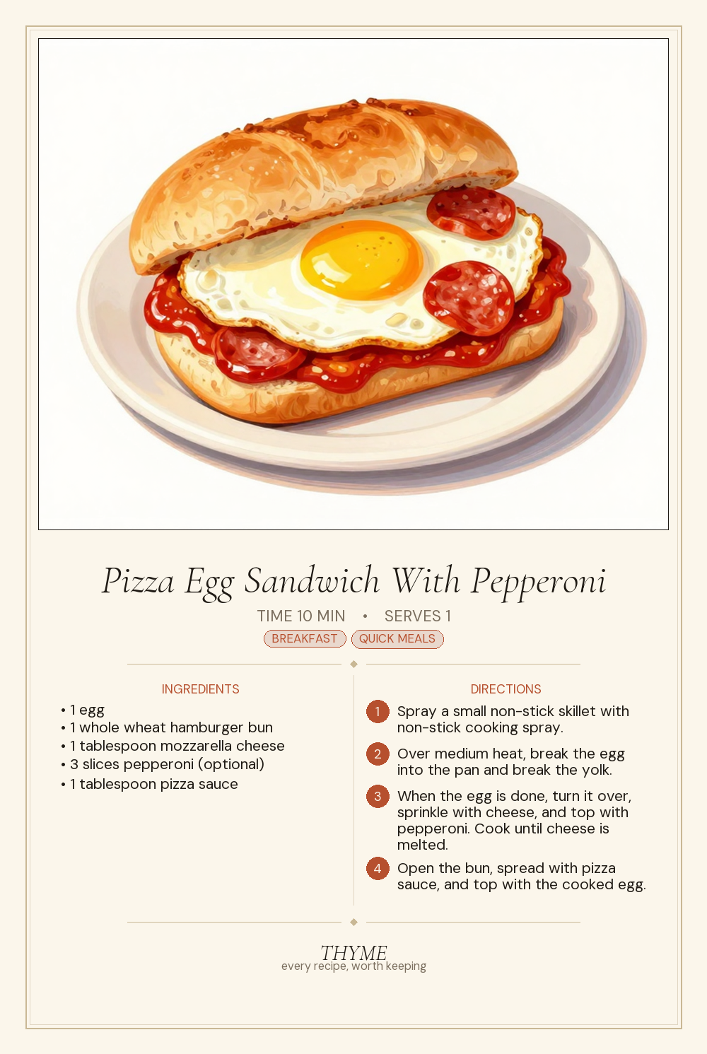 Pizza Egg Sandwich With Pepperoni