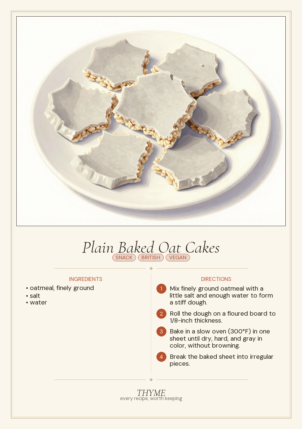 Plain Baked Oat Cakes