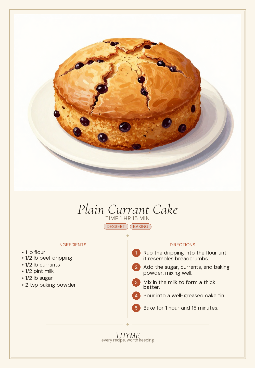 Plain Currant Cake