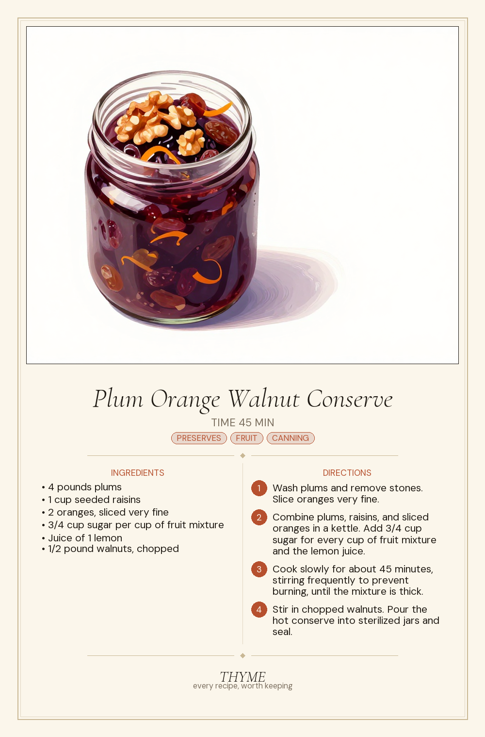 Plum Orange Walnut Conserve