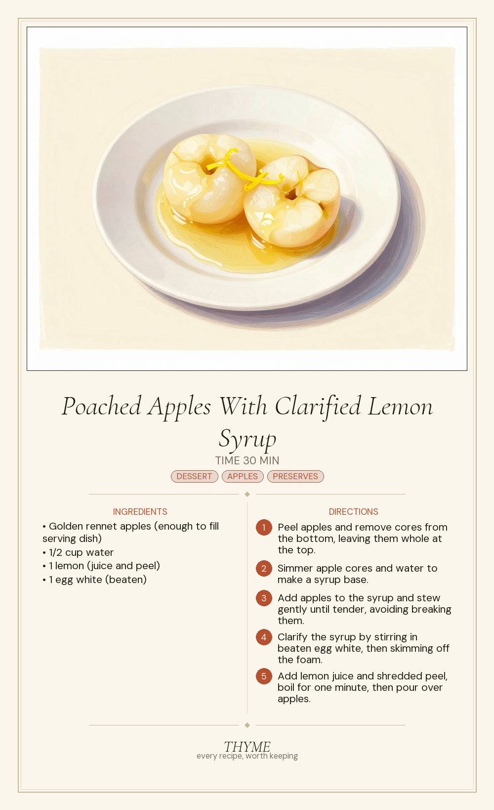 Poached Apples With Clarified Lemon Syrup