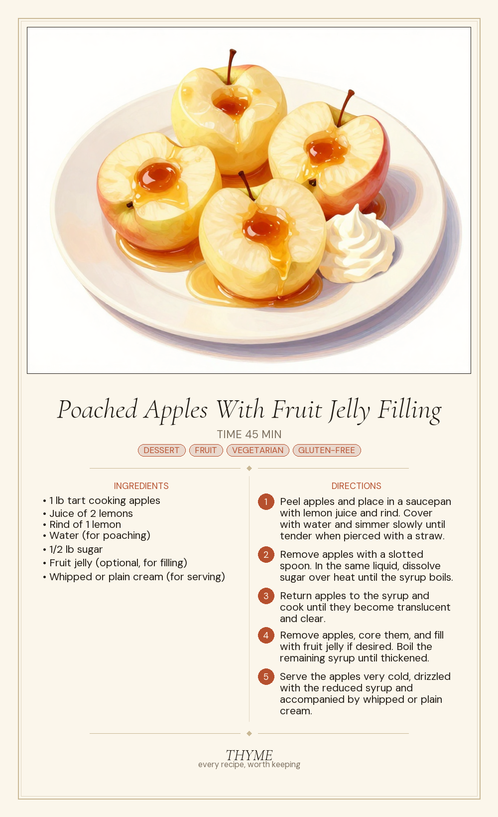 Poached Apples With Fruit Jelly Filling