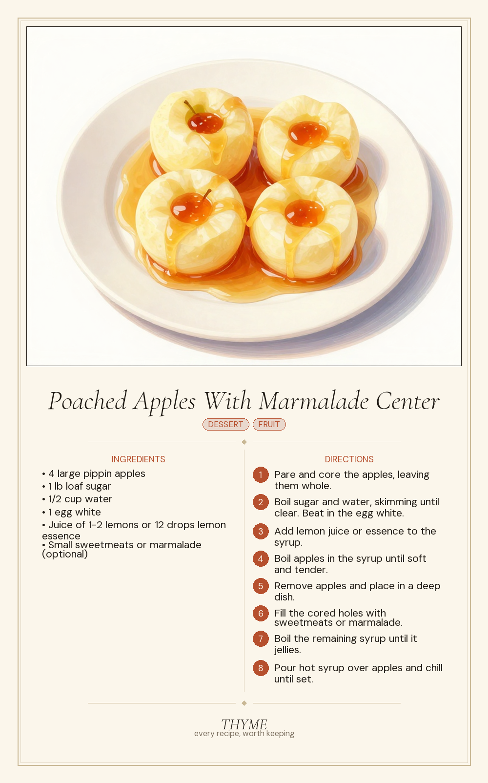 Poached Apples With Marmalade Center