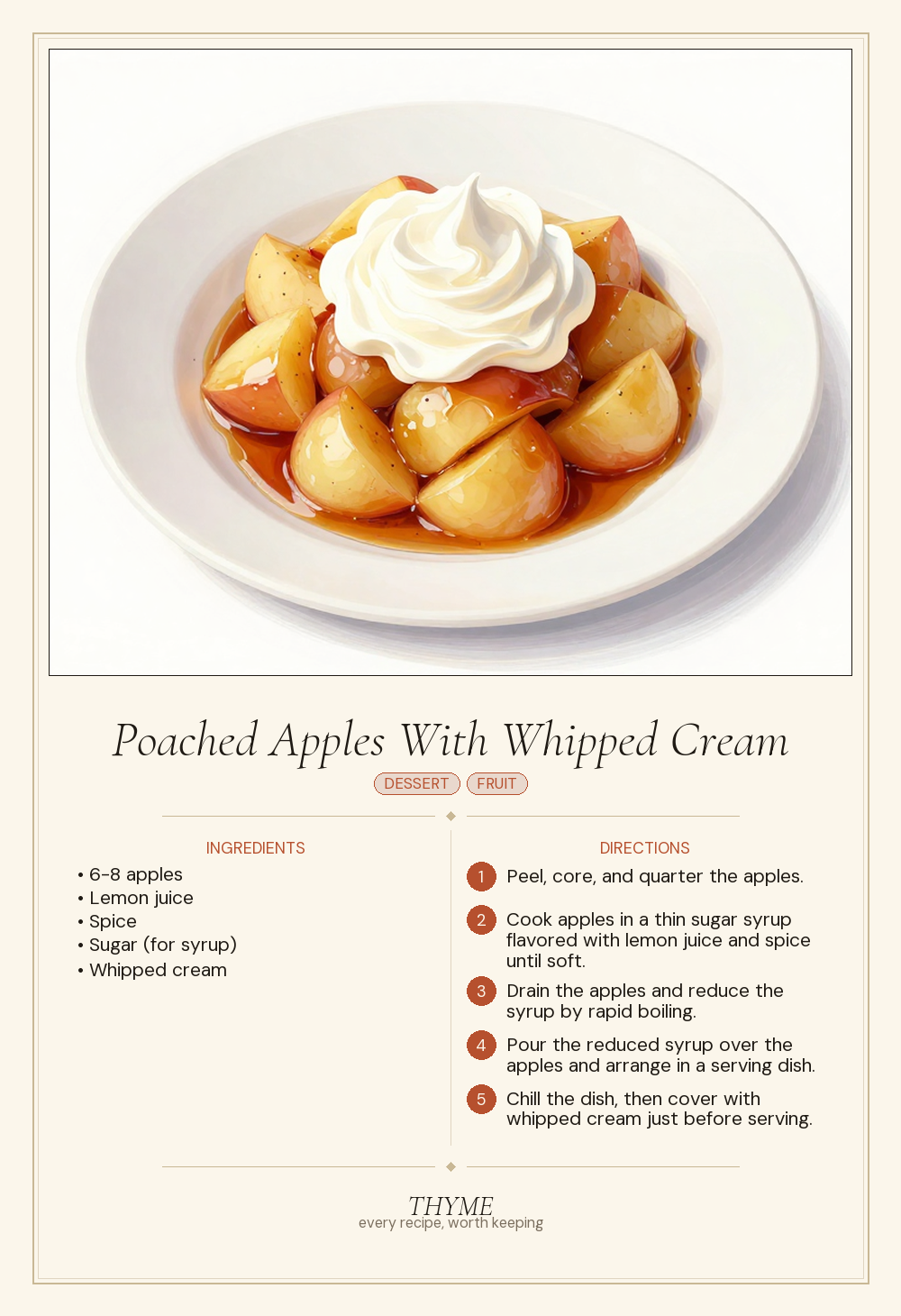 Poached Apples With Whipped Cream