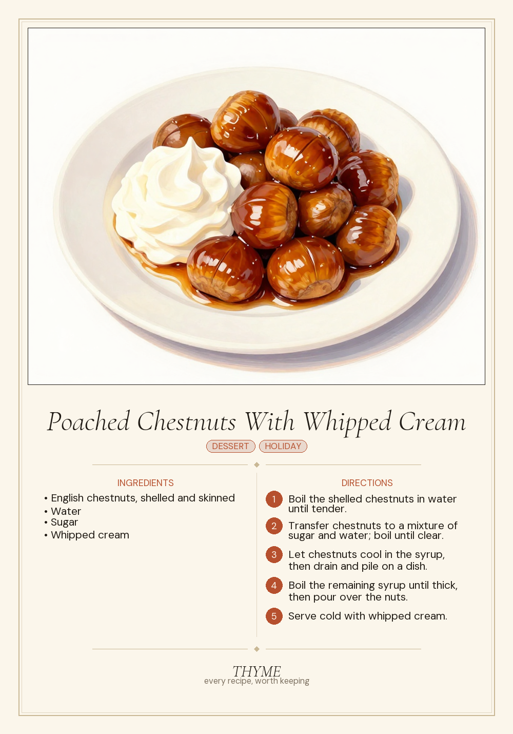 Poached Chestnuts With Whipped Cream