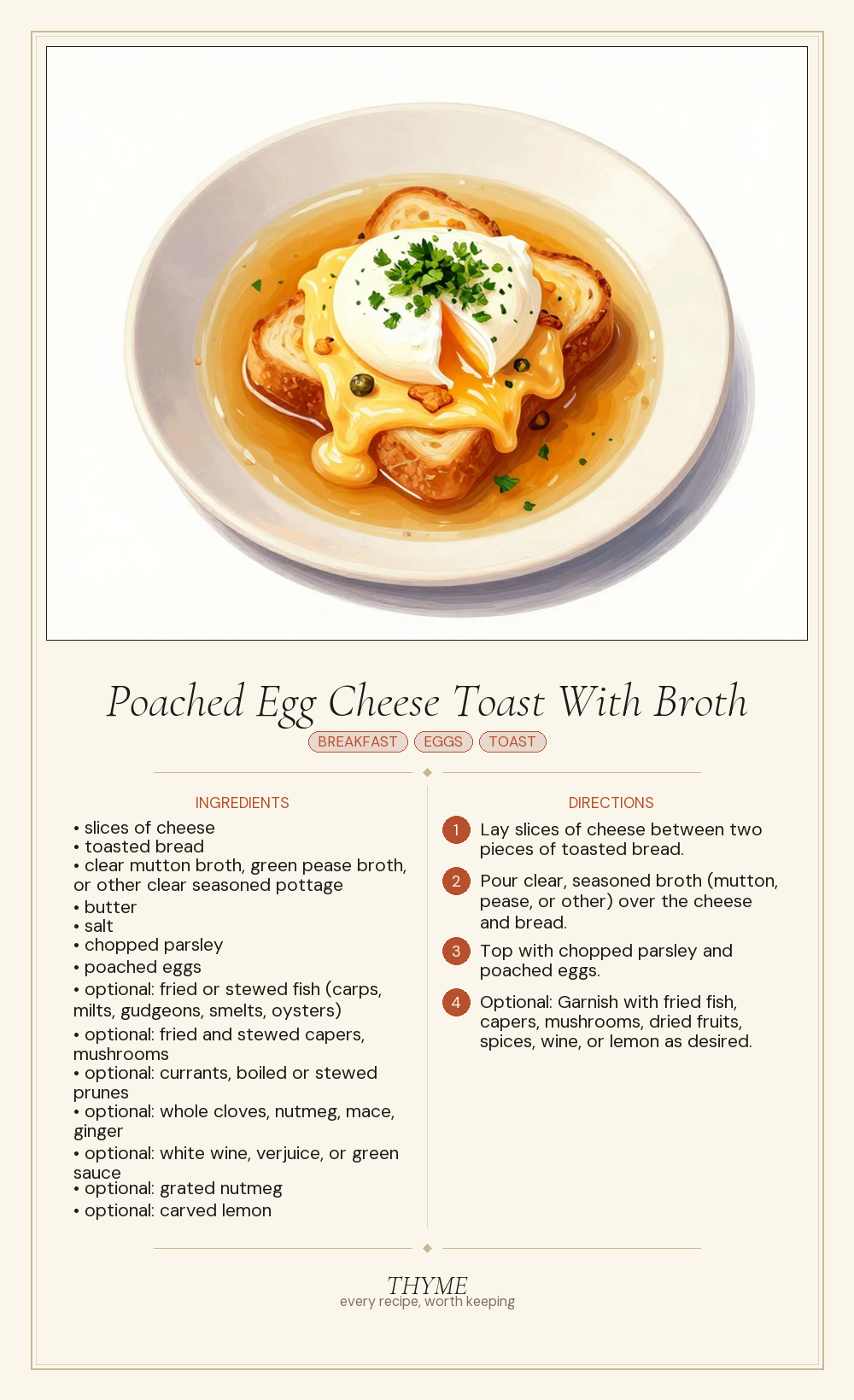 Poached Egg Cheese Toast With Broth