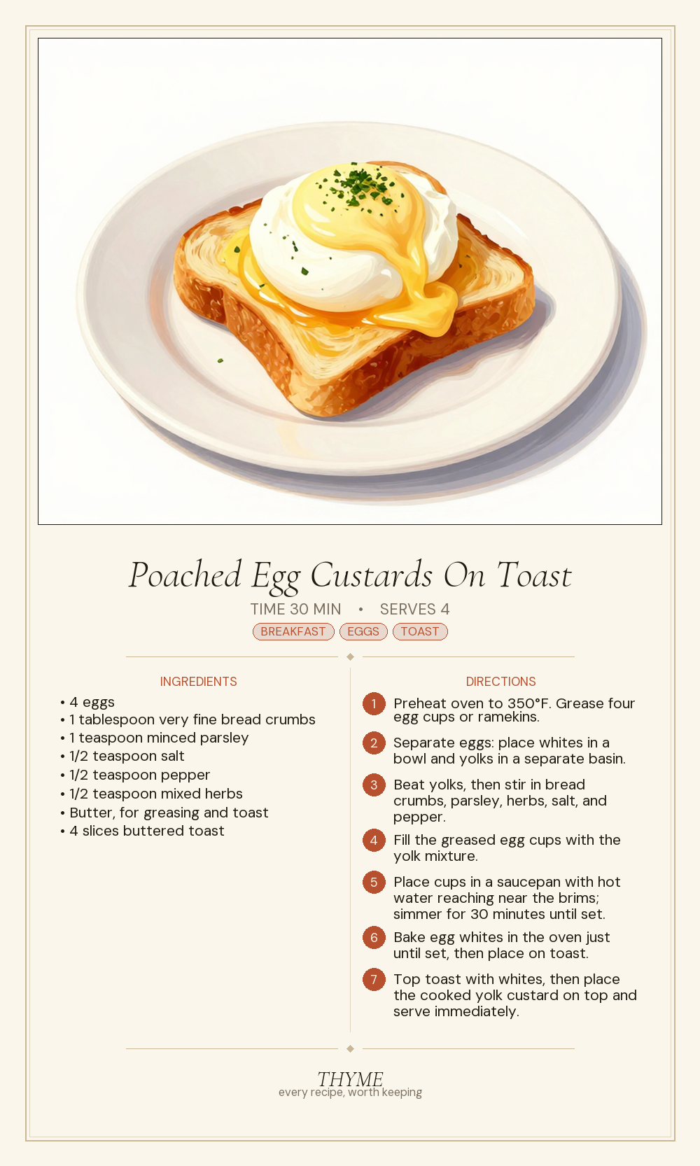 Poached Egg Custards On Toast