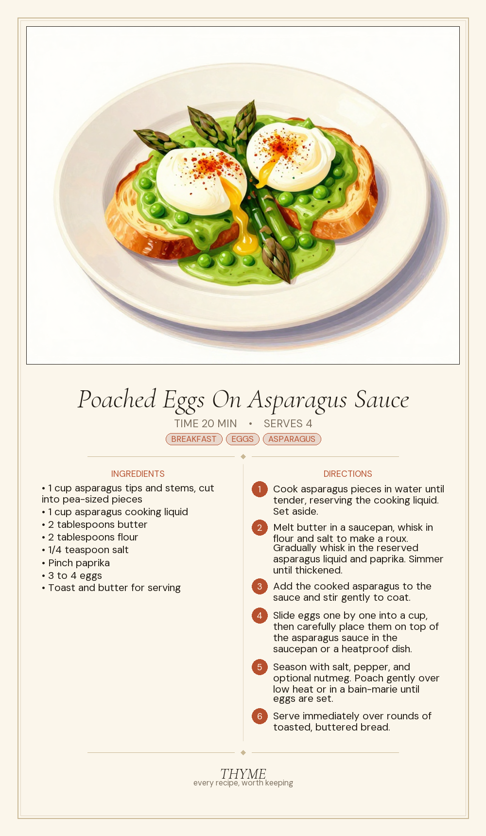 Poached Eggs On Asparagus Sauce