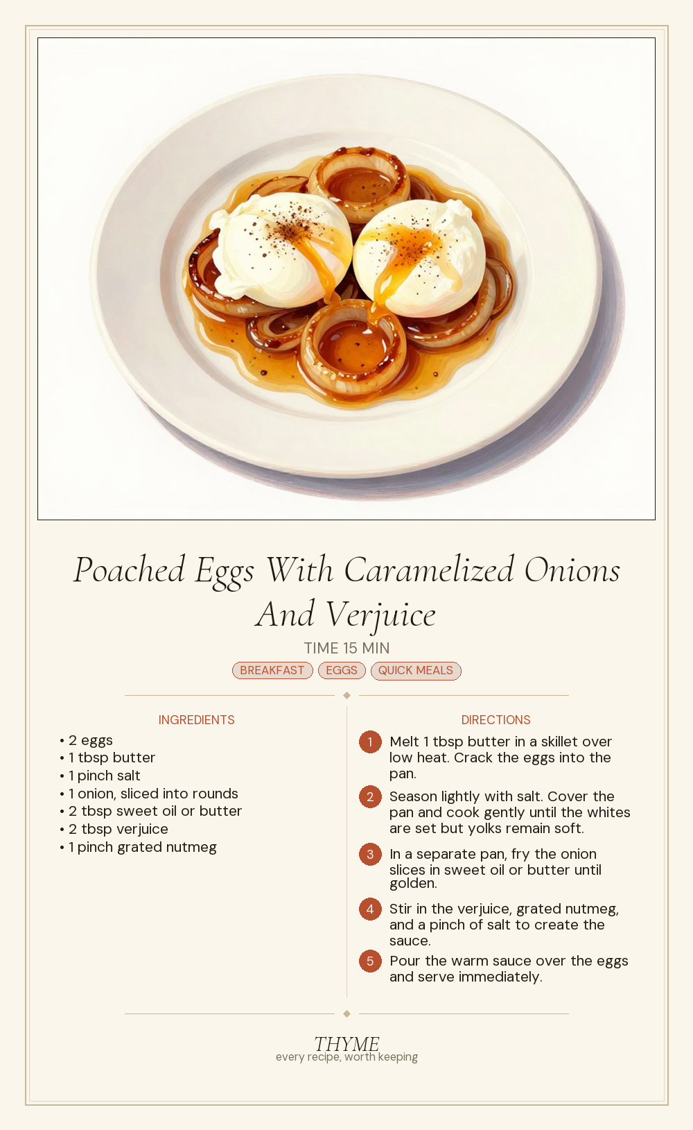 Poached Eggs With Caramelized Onions And Verjuice