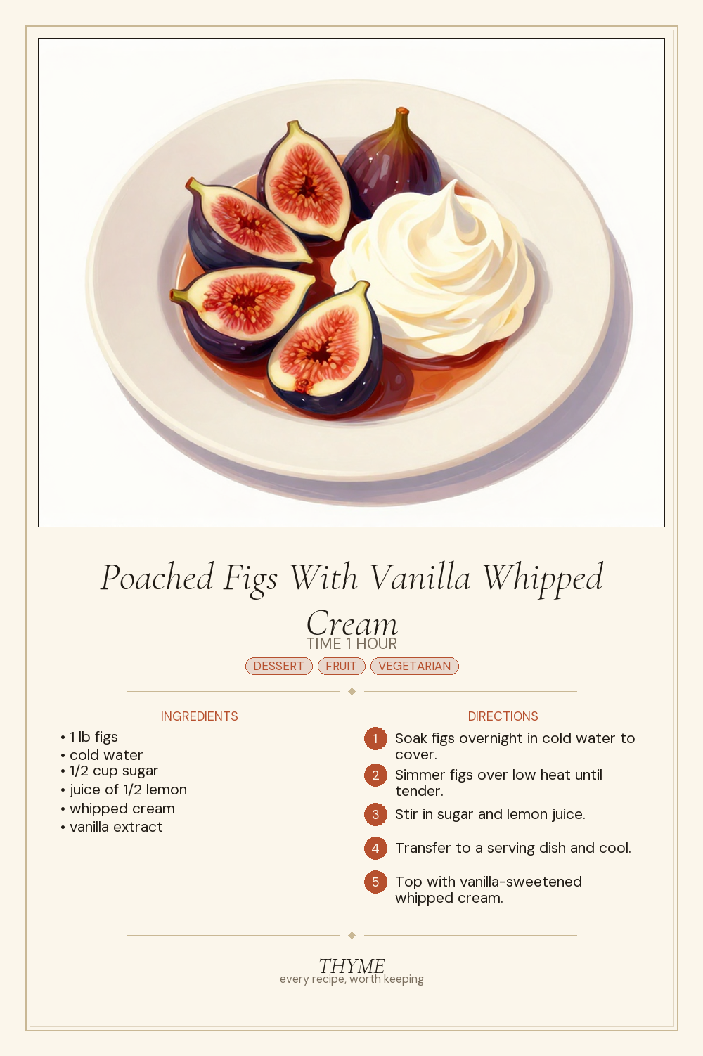 Poached Figs With Vanilla Whipped Cream