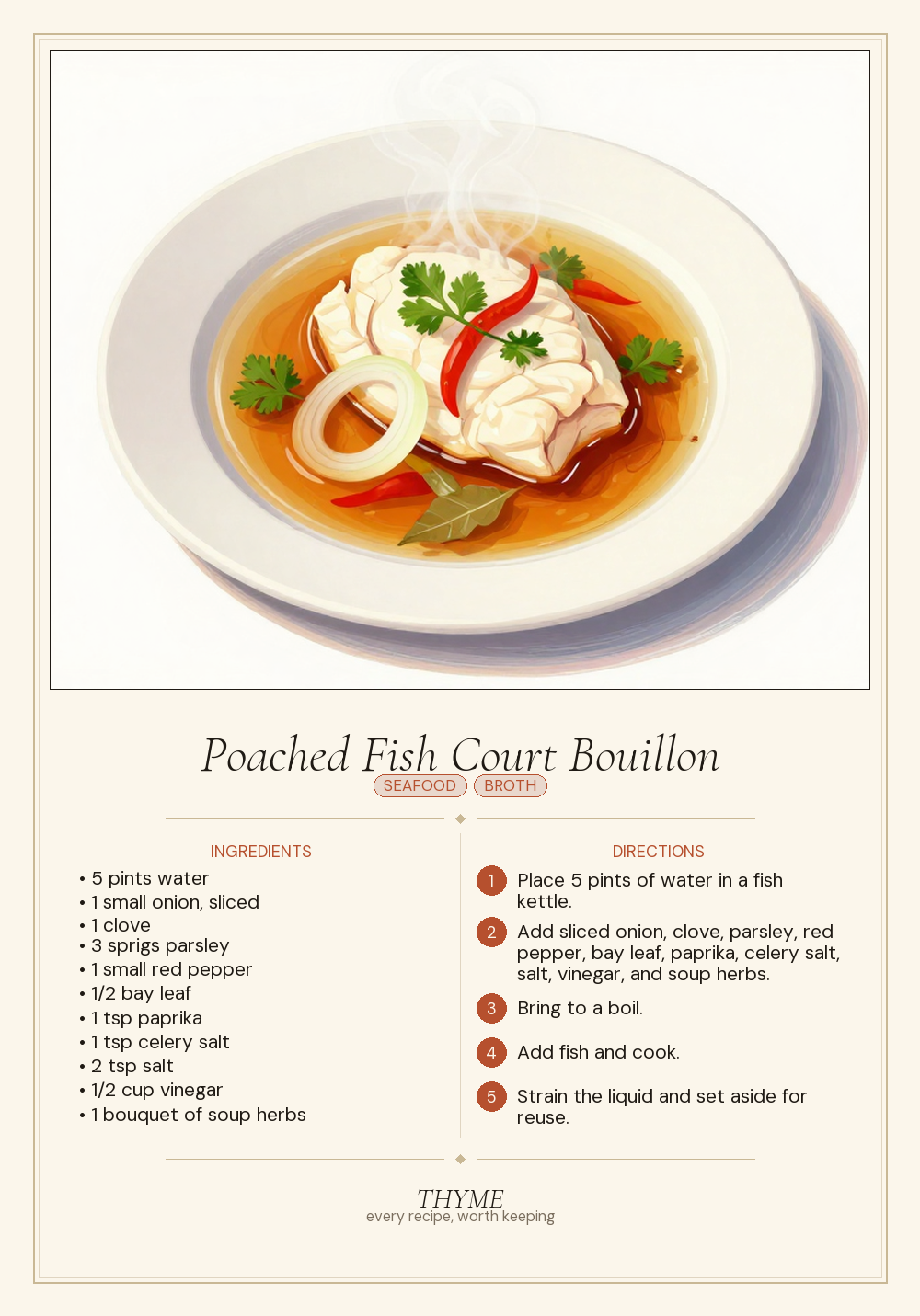 Poached Fish Court Bouillon