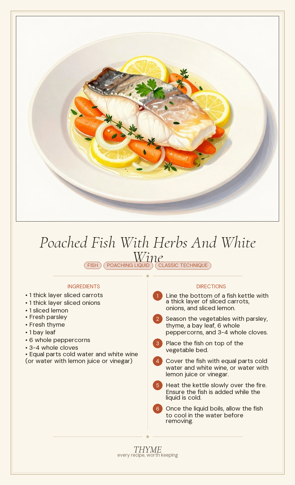 Poached Fish With Herbs And White Wine