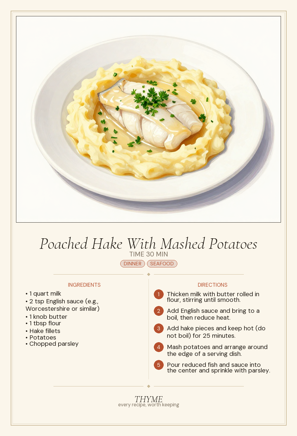 Poached Hake With Mashed Potatoes