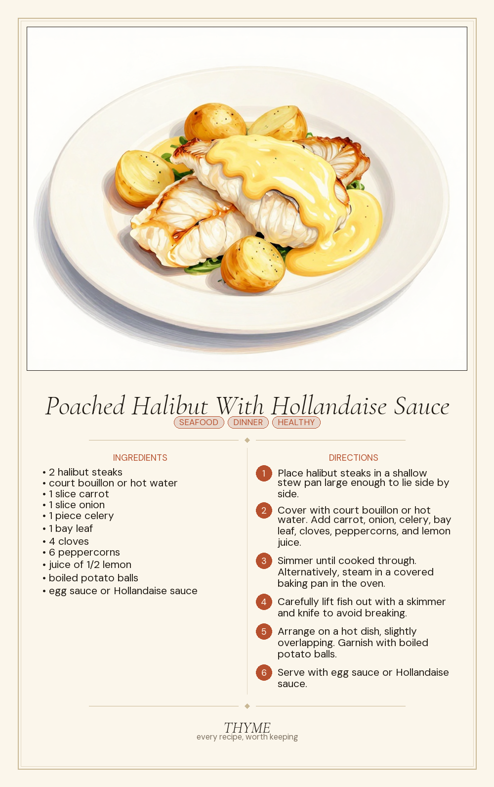 Poached Halibut With Hollandaise Sauce