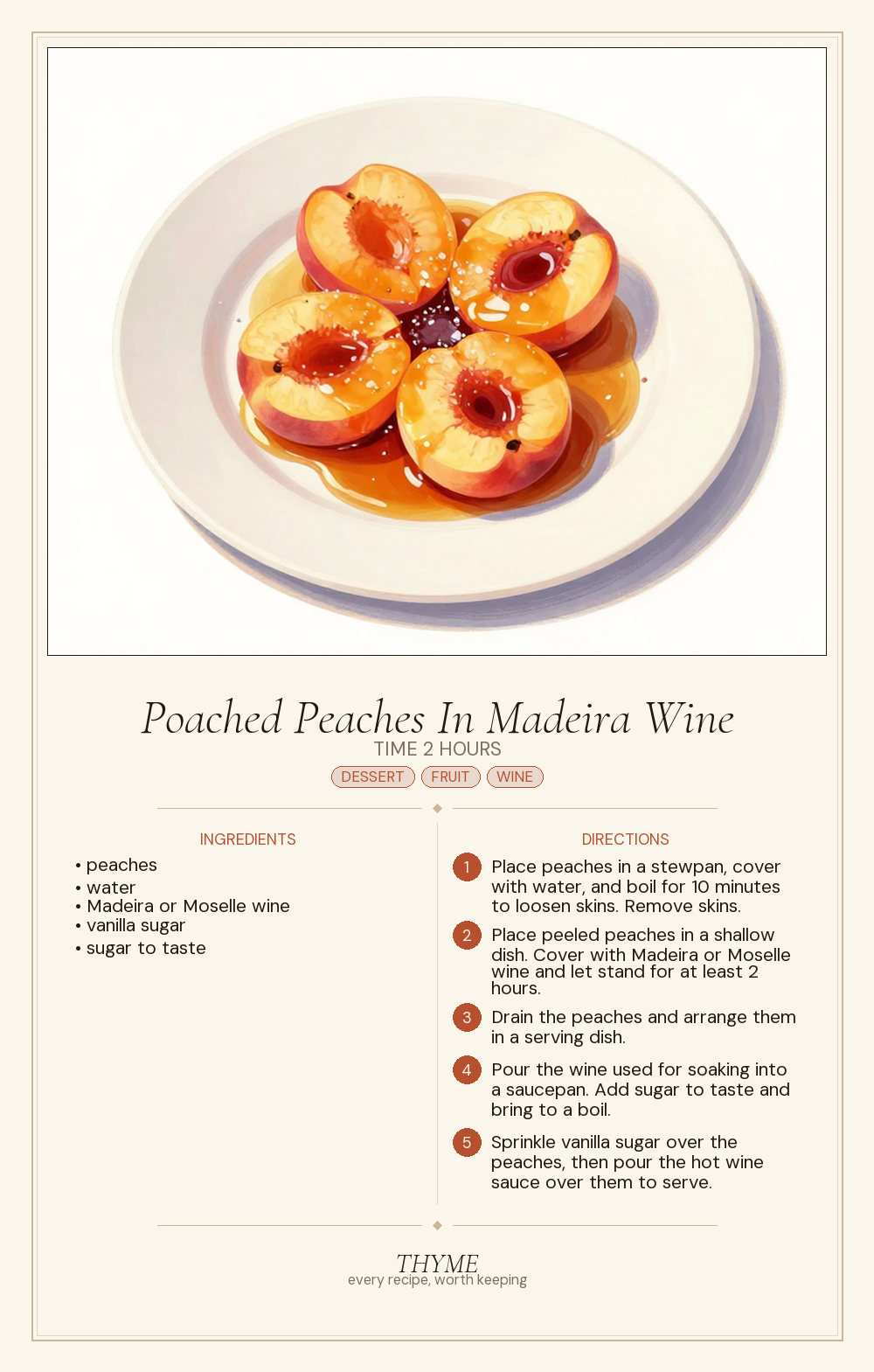 Poached Peaches In Madeira Wine