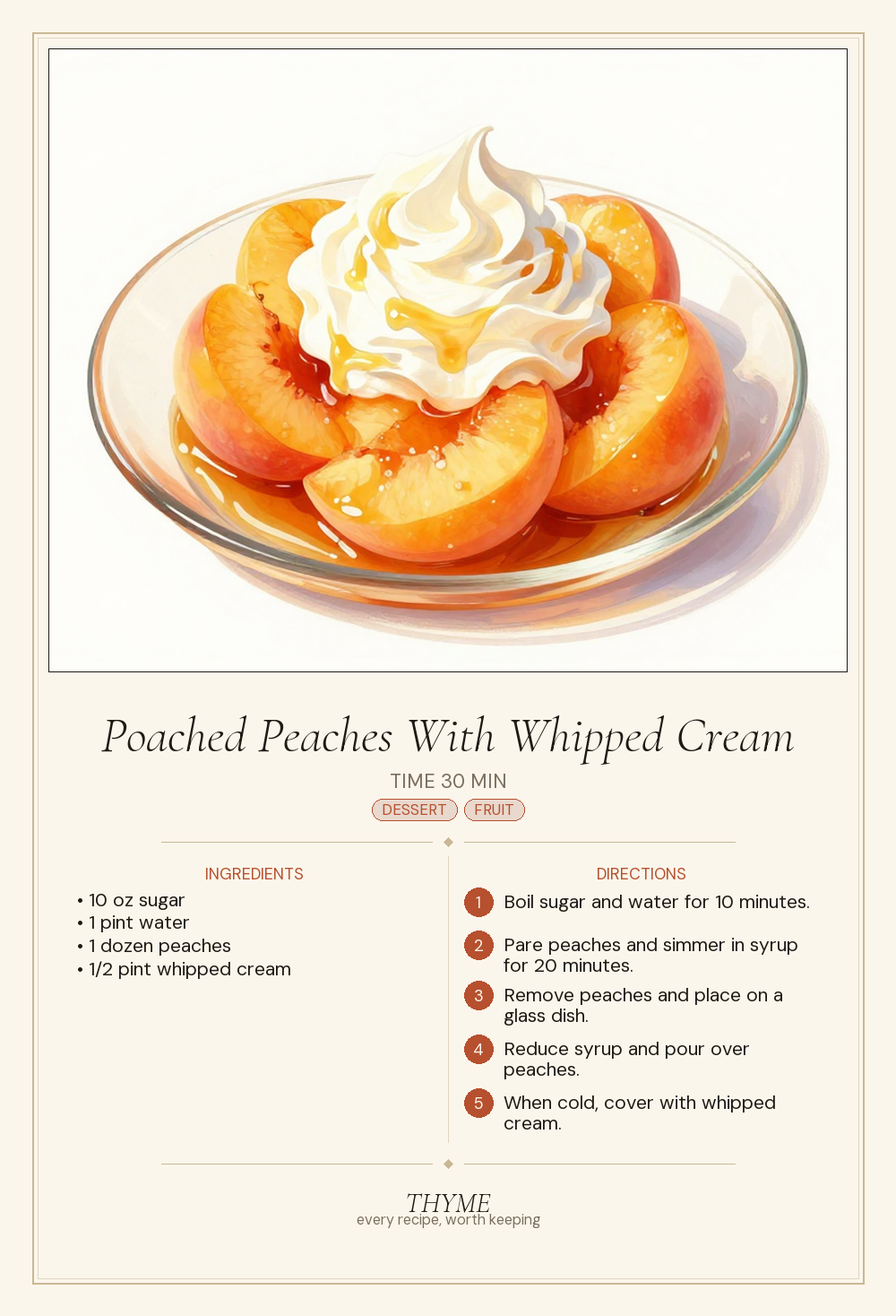 Poached Peaches With Whipped Cream