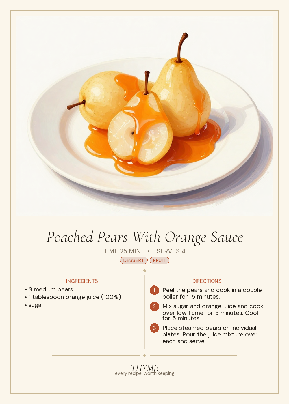 Poached Pears With Orange Sauce