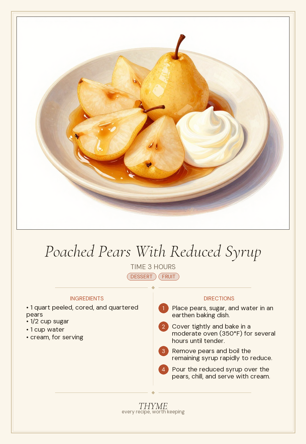 Poached Pears With Reduced Syrup