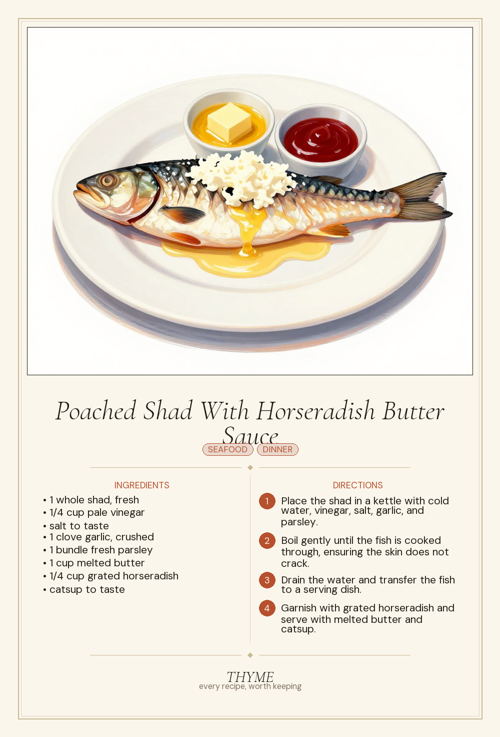 Poached Shad With Horseradish Butter Sauce