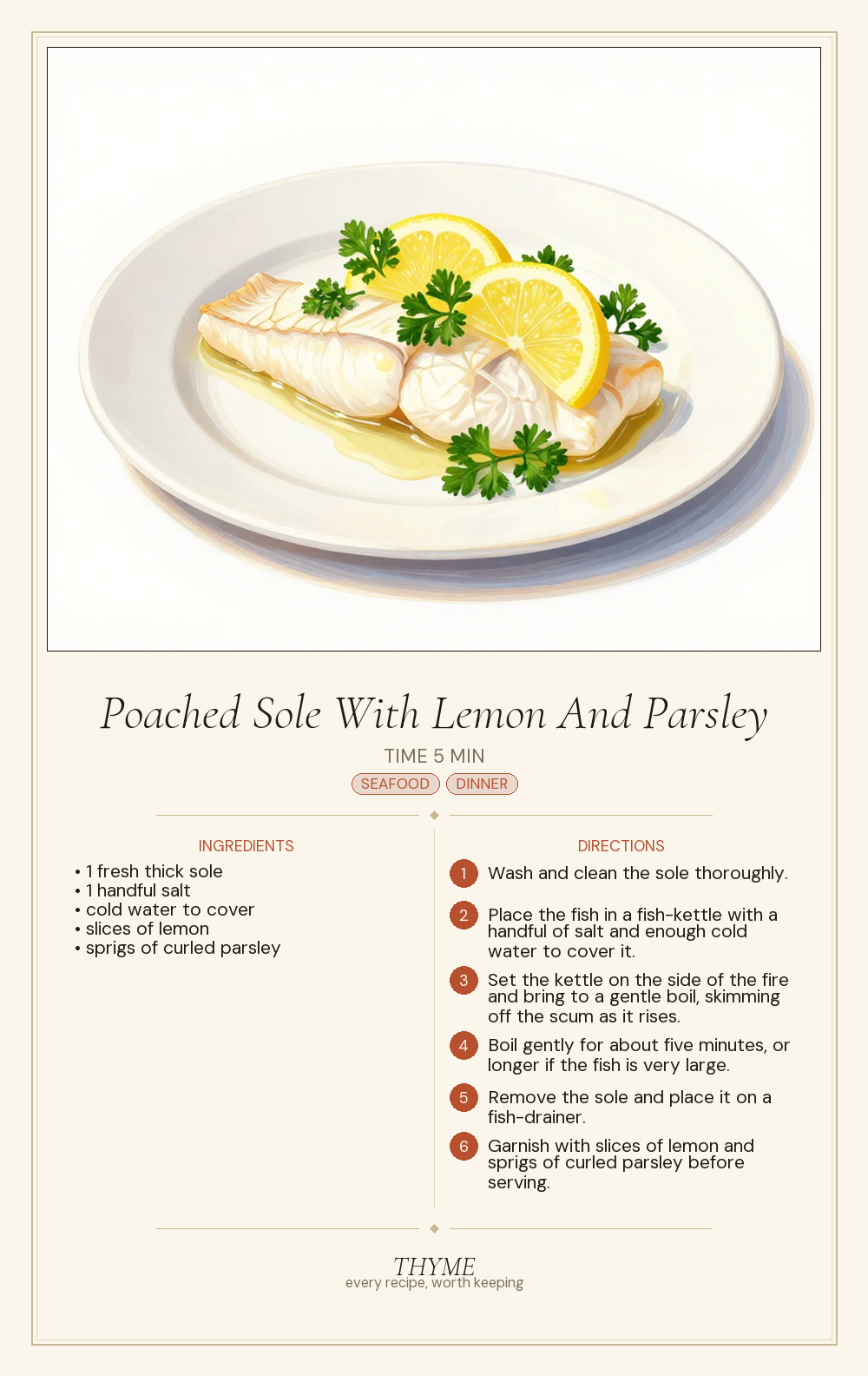 Poached Sole With Lemon And Parsley