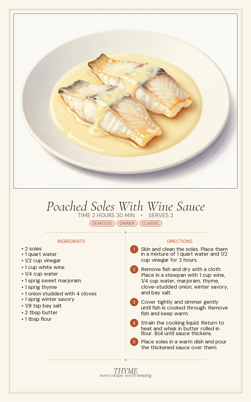 Poached Soles With Wine Sauce
