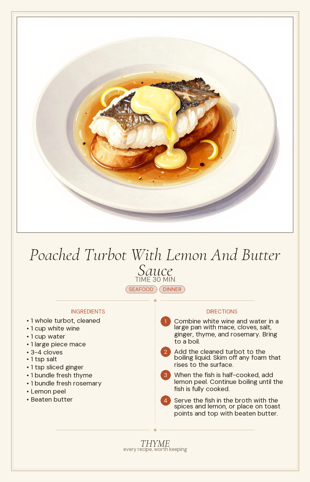 Poached Turbot With Lemon And Butter Sauce