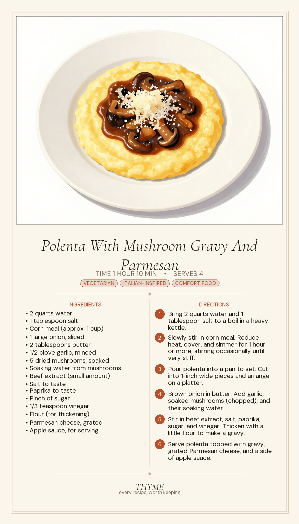 Polenta With Mushroom Gravy And Parmesan