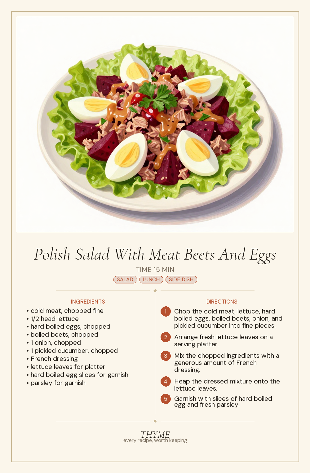 Polish Salad With Meat Beets And Eggs