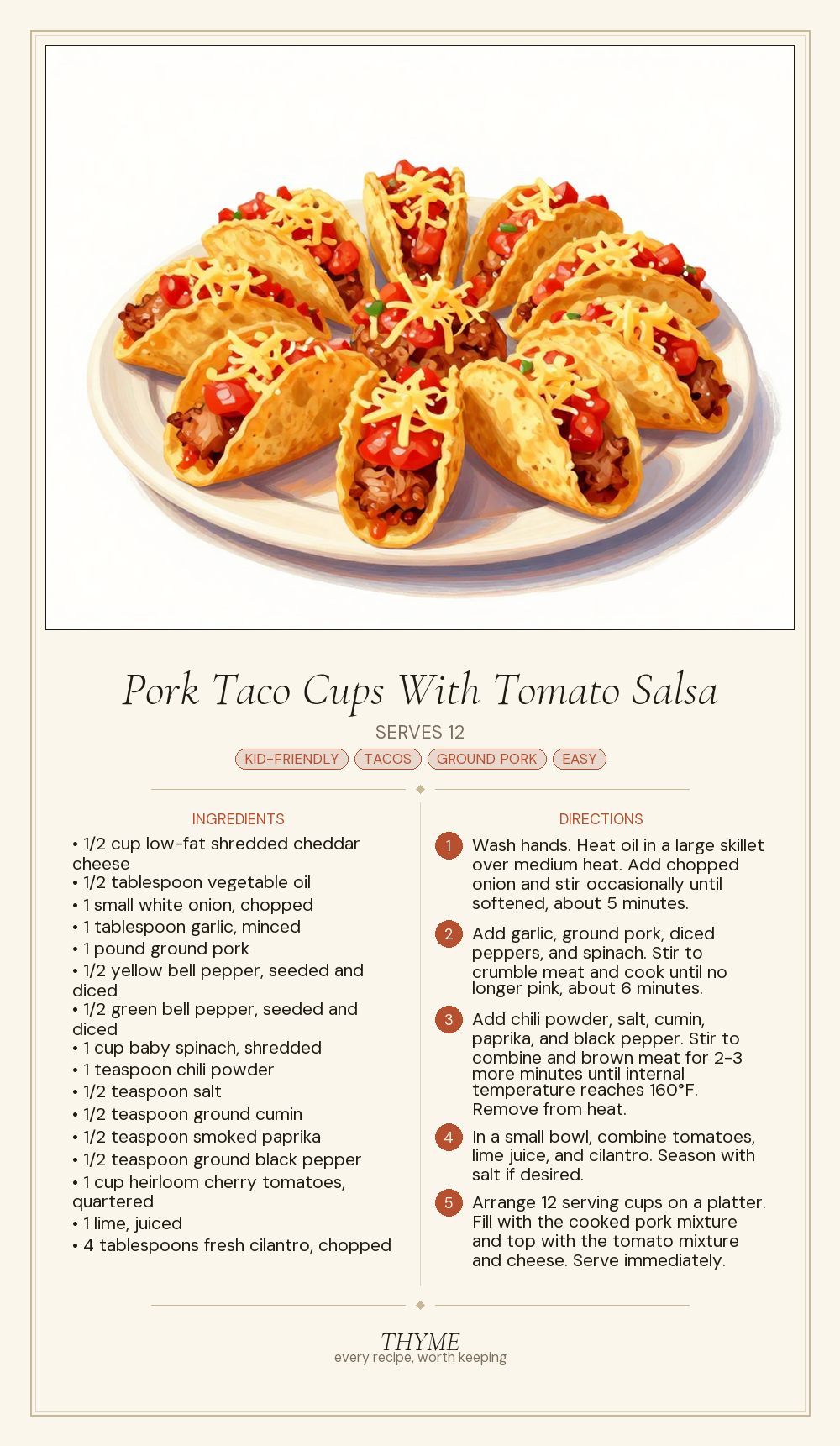 Pork Taco Cups With Tomato Salsa