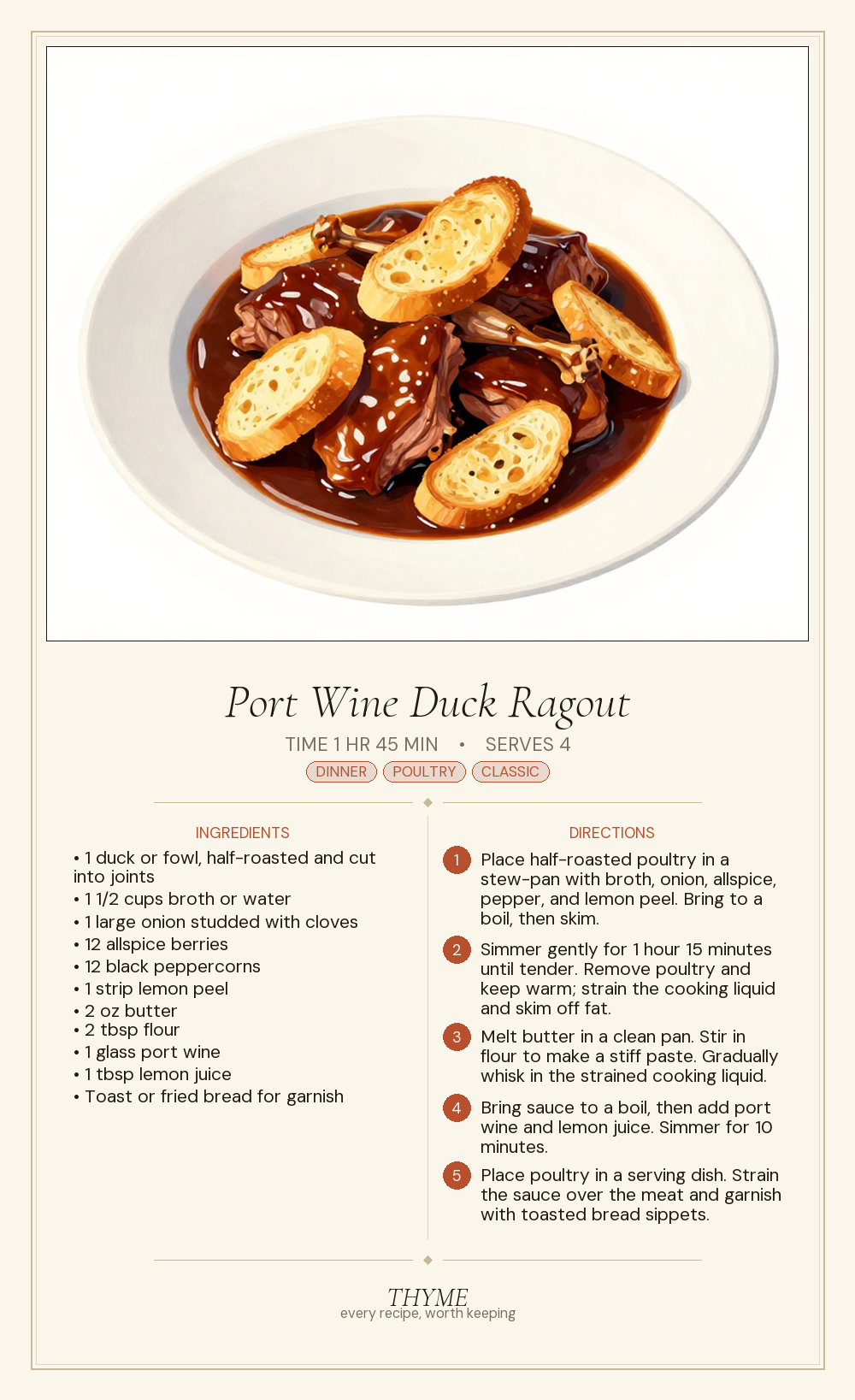 Port Wine Duck Ragout