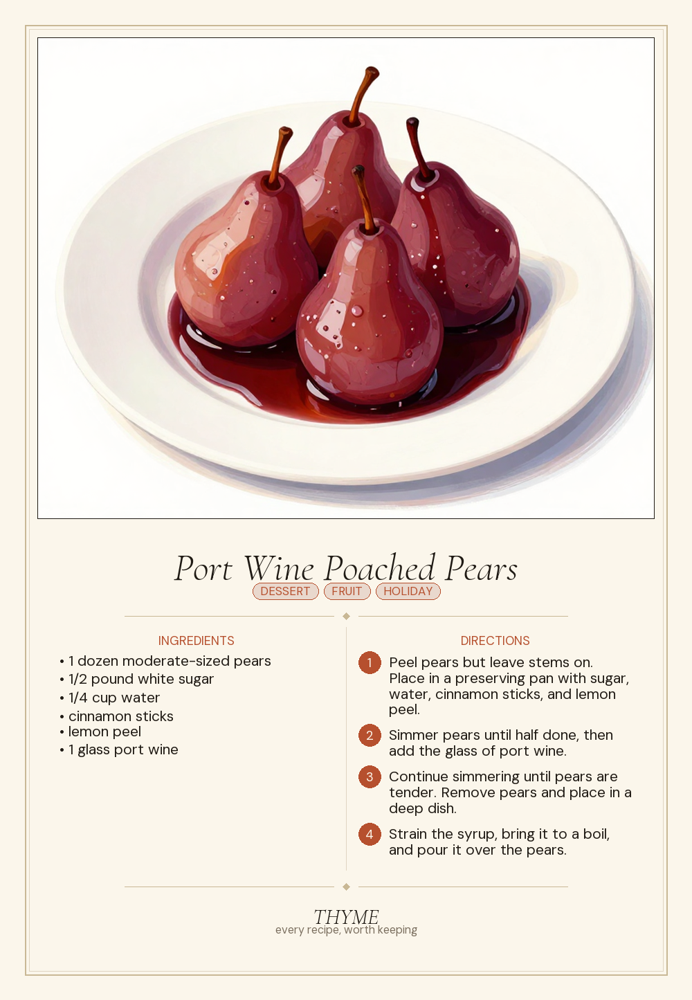 Port Wine Poached Pears
