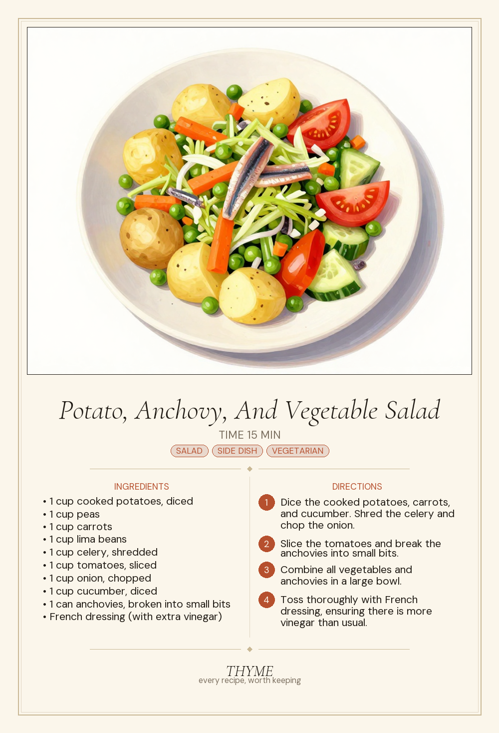 Potato, Anchovy, And Vegetable Salad